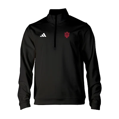 Men's adidas Black Indiana Hoosiers Elevated Tri-Blend Quarter-Zip Pullover