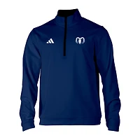 Men's adidas Navy Rhode Island Rams Elevated Tri-Blend Quarter-Zip Pullover