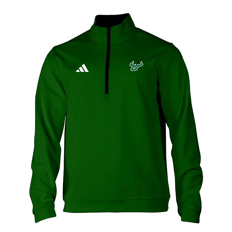 Men's adidas Green South Florida Bulls Elevated Tri-Blend Quarter-Zip Pullover