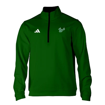 Men's adidas Green South Florida Bulls Elevated Tri-Blend Quarter-Zip Pullover