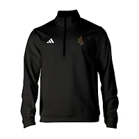 Men's adidas Black Wyoming Cowboys Elevated Tri-Blend Quarter-Zip Pullover
