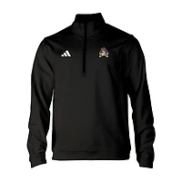 Men's adidas Black ECU Pirates Elevated Tri-Blend Quarter-Zip Pullover