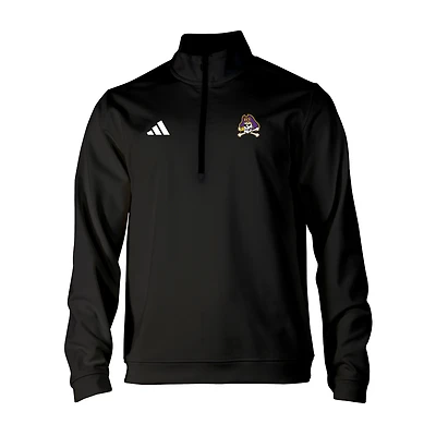 Men's adidas Black ECU Pirates Elevated Tri-Blend Quarter-Zip Pullover