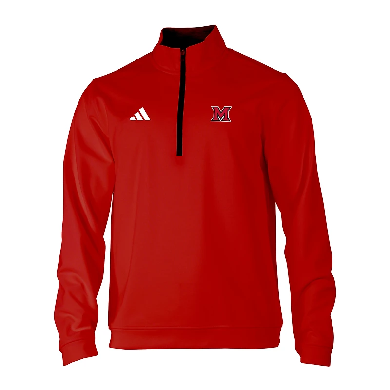 Men's adidas Red Miami University RedHawks Elevated Tri-Blend Quarter-Zip Pullover