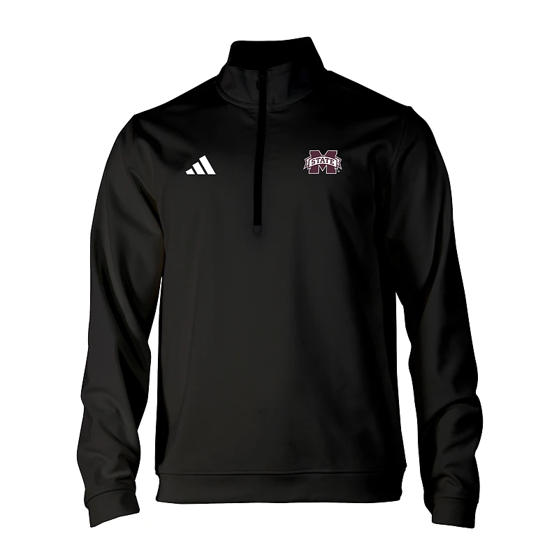 Men's adidas Black Mississippi State Bulldogs Elevated Tri-Blend Quarter-Zip Pullover