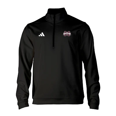 Men's adidas Black Mississippi State Bulldogs Elevated Tri-Blend Quarter-Zip Pullover