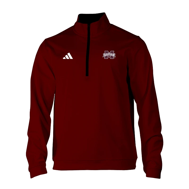 Men's adidas Maroon Mississippi State Bulldogs Elevated Tri-Blend Quarter-Zip Pullover