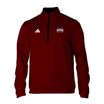 Men's adidas Maroon Mississippi State Bulldogs Elevated Tri-Blend Quarter-Zip Pullover