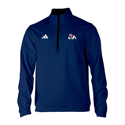 Men's adidas Navy Fresno State Bulldogs Elevated Tri-Blend Quarter-Zip Pullover