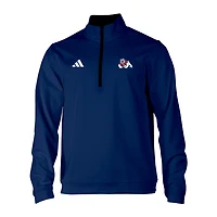Men's adidas Navy Fresno State Bulldogs Elevated Tri-Blend Quarter-Zip Pullover