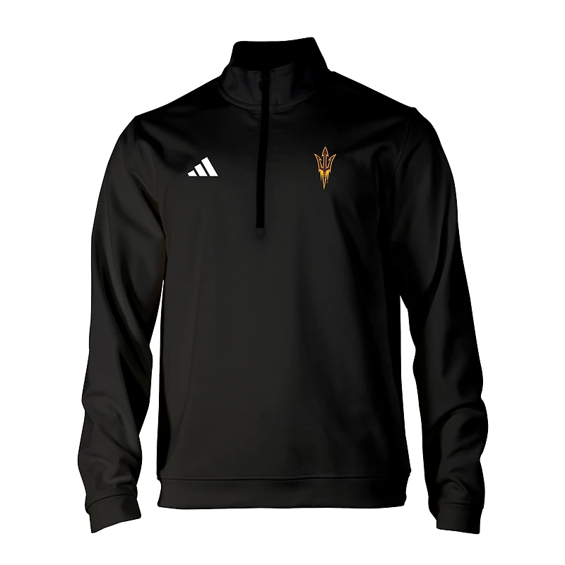 Men's adidas Black Arizona State Sun Devils Elevated Tri-Blend Quarter-Zip Pullover