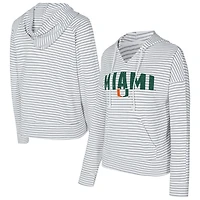 Men's Concepts Sport  White/Gray Miami Hurricanes French Terry Striped V-Neck Pullover Hoodie