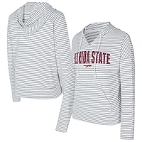 Men's Concepts Sport  White/Gray Florida State Seminoles French Terry Striped V-Neck Pullover Hoodie