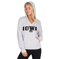 Men's Concepts Sport  White/Gray Iowa Hawkeyes French Terry Striped V-Neck Pullover Hoodie