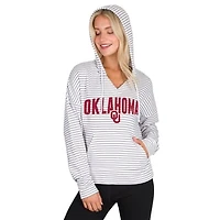 Men's Concepts Sport  White/Gray Oklahoma Sooners French Terry Striped V-Neck Pullover Hoodie