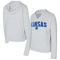 Men's Concepts Sport  White/Gray Kansas Jayhawks French Terry Striped V-Neck Pullover Hoodie