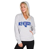 Men's Concepts Sport  White/Gray Kentucky Wildcats French Terry Striped V-Neck Pullover Hoodie
