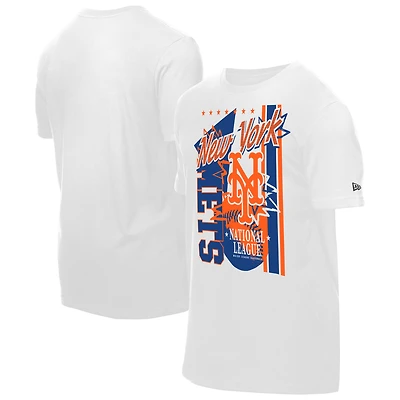 Men's New Era White York Mets Big Graphic Domestic T-Shirt