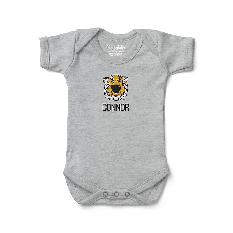 Infant Chad & Jake Heather Gray Missouri Tigers Personalized Embroidered Logo Bodysuit