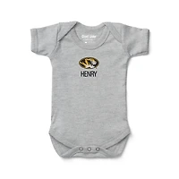 Infant Chad & Jake Heather Gray Missouri Tigers Personalized Embroidered Logo Bodysuit