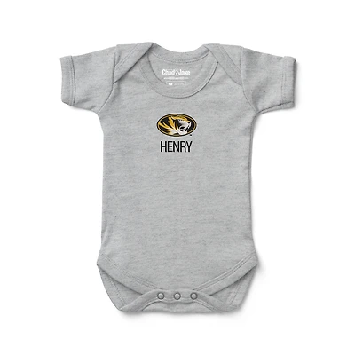 Infant Chad & Jake Heather Gray Missouri Tigers Personalized Embroidered Logo Bodysuit