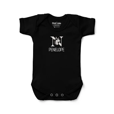 Infant Chad & Jake Black Northeastern Huskies Personalized Embroidered Logo Bodysuit