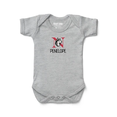 Infant Chad & Jake Heather Gray Northeastern Huskies Personalized Embroidered Logo Bodysuit