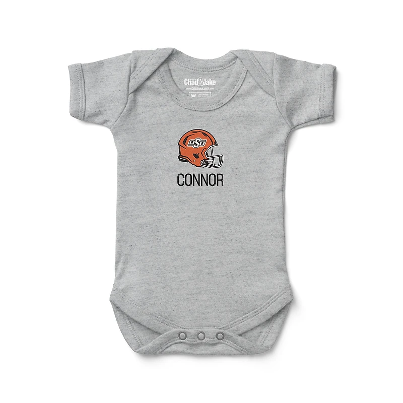 Infant Chad & Jake Heather Gray Oklahoma State Cowboys Personalized Embroidered Logo Bodysuit