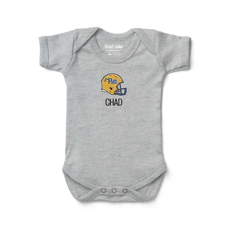 Infant Chad & Jake Heather Gray Pitt Panthers Personalized Embroidered Logo Bodysuit