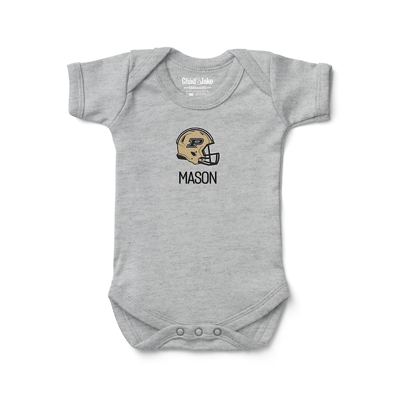 Infant Chad & Jake Heather Gray Purdue Boilermakers Personalized Embroidered Logo Bodysuit