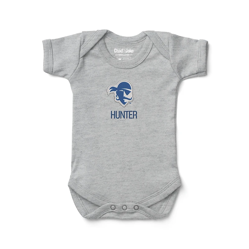 Infant Chad & Jake Heather Gray Seton Hall Pirates Personalized Embroidered Logo Bodysuit