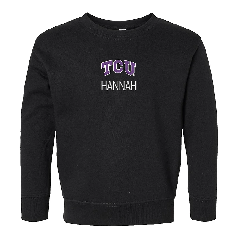 Toddler Chad & Jake Black TCU Horned Frogs Personalized Pullover Sweatshirt
