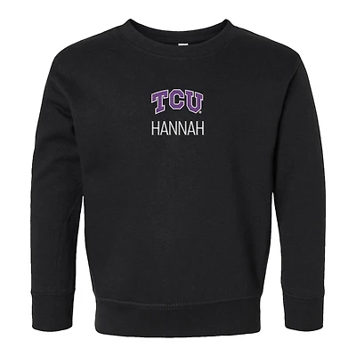 Toddler Chad & Jake Black TCU Horned Frogs Personalized Pullover Sweatshirt