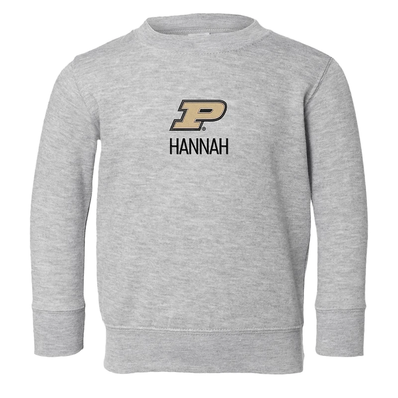 Toddler Chad & Jake Heather Gray Purdue Boilermakers Personalized Pullover Sweatshirt