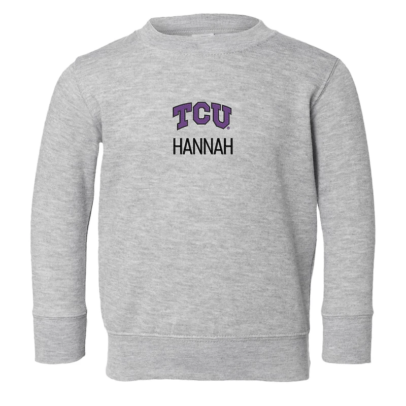 Toddler Chad & Jake Heather Gray TCU Horned Frogs Personalized Pullover Sweatshirt