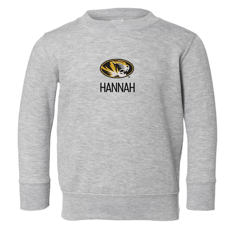 Toddler Chad & Jake Heather Gray Missouri Tigers Personalized Pullover Sweatshirt