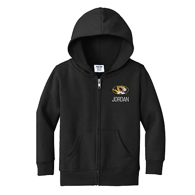 Toddler Chad & Jake Black Missouri Tigers Personalized Full-Zip Hoodie