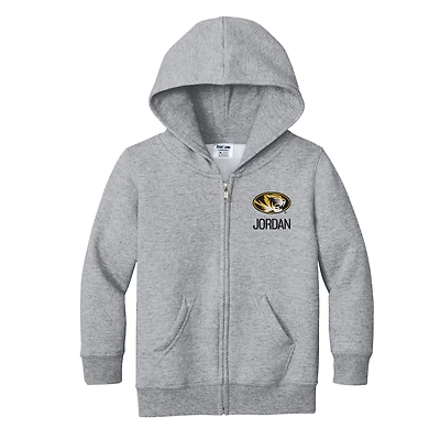 Toddler Chad & Jake Heather Gray Missouri Tigers Personalized Full-Zip Hoodie