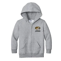 Toddler Chad & Jake Heather Gray Missouri Tigers Personalized Full-Zip Hoodie