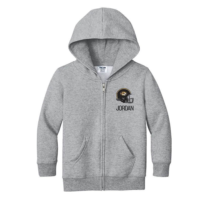 Toddler Chad & Jake Heather Gray Missouri Tigers Personalized Full-Zip Hoodie