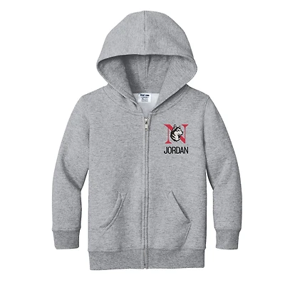 Toddler Chad & Jake Heather Gray Northeastern Huskies Personalized Full-Zip Hoodie