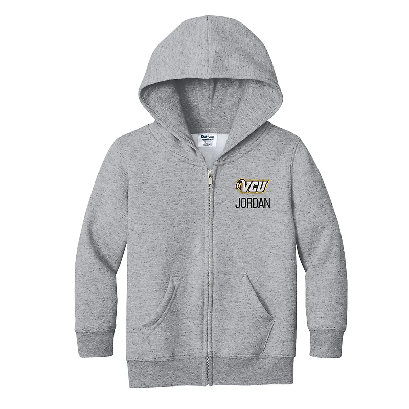 Toddler Chad & Jake Heather Gray VCU Rams Personalized Full-Zip Hoodie