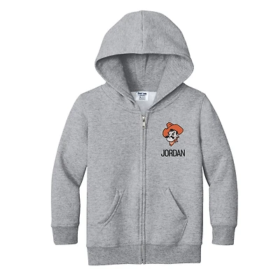 Toddler Chad & Jake Heather Gray Oklahoma State Cowboys Personalized Full-Zip Hoodie