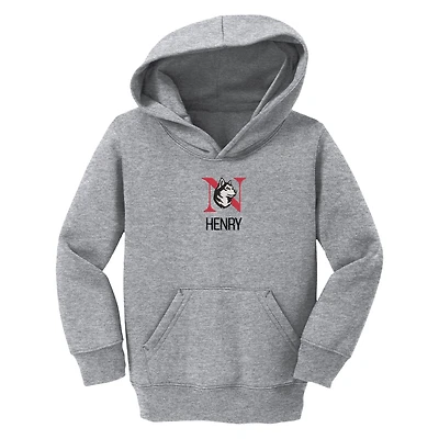Toddler Chad & Jake Heather Gray Northeastern Huskies Personalized Pullover Hoodie