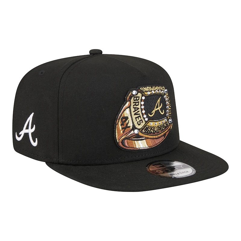 Men's New Era  Black Atlanta Braves Ring A-Frame 9FIFTY Snapback Hat