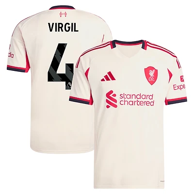 Men's adidas Virgil van Dijk White Liverpool 2025/26 Away Replica Player Jersey