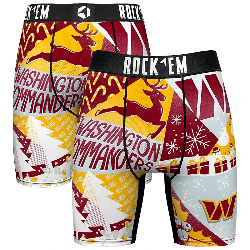 Men's Rock Em Socks Burgundy Washington Commanders Holiday Tacky Remix Boxer Briefs