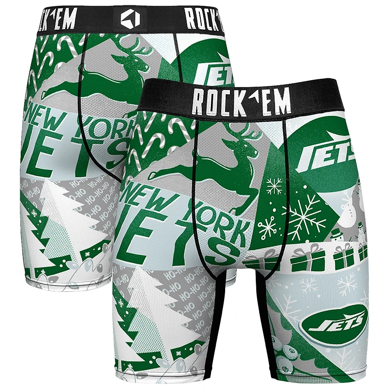 Men's Rock Em Socks Green New York Jets Holiday Tacky Remix Boxer Briefs