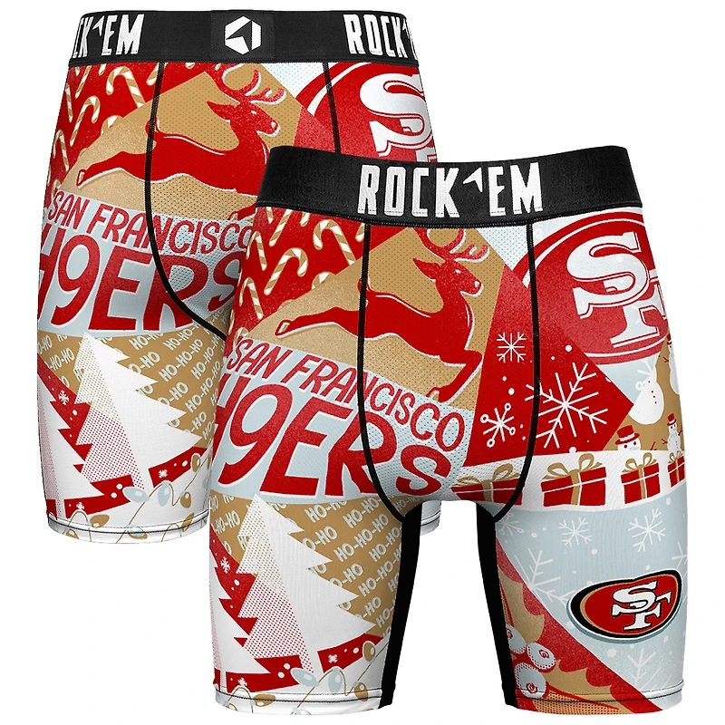 Men's Rock Em Socks Scarlet San Francisco 49ers Holiday Tacky Remix Boxer Briefs