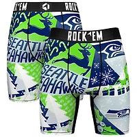 Men's Rock Em Socks College Navy Seattle Seahawks Holiday Tacky Remix Boxer Briefs